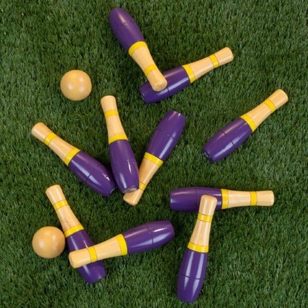 Toy Time Lawn Bowling Game / Skittle Ball for Indoor/Outdoor |Toddlers, Kids, Adults (8-Inch, Purple / Yellow) 227891MEJ